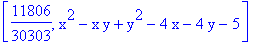 [11806/30303, x^2-x*y+y^2-4*x-4*y-5]